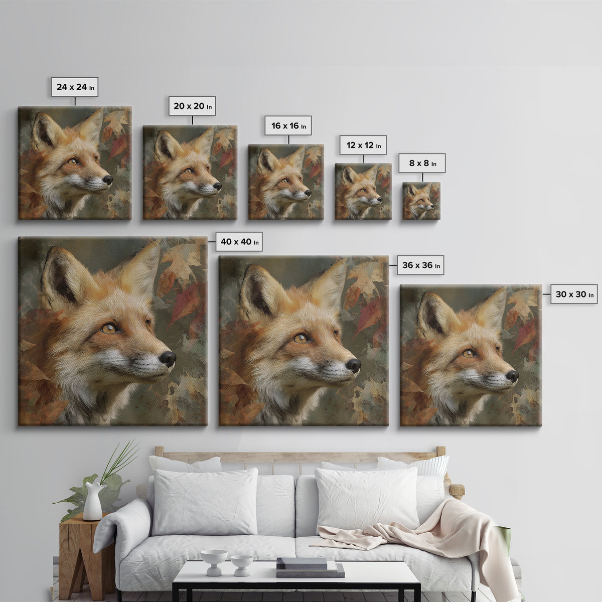 Dignified Fox Portrait Canvas Print, Animal Art, Wall Art, Living Room Decor, Fine Art, Creature, Nursery Decor, Art Deco, ANI-1x1-97