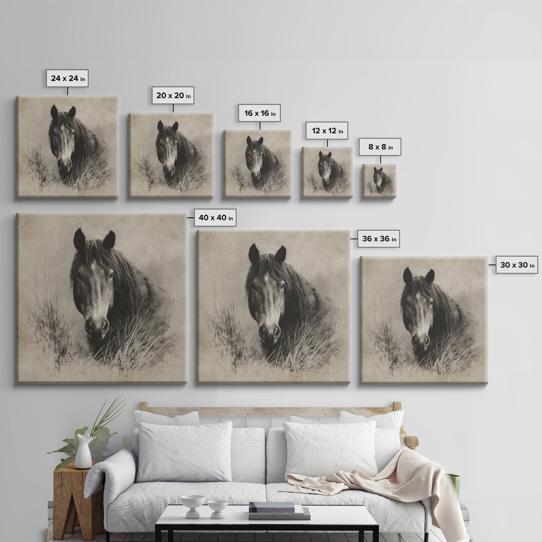 Majestic Horse Head Canvas Print, Animal Art, Wall Art, Living Room Decor, Fine Art, Creature, Nursery Decor, Art Deco, ANI-1x1-99