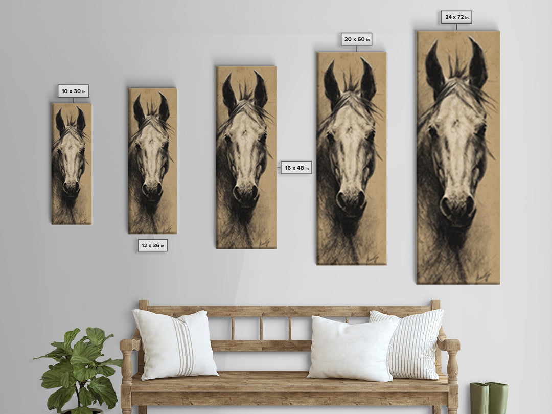 Majestic Horse Head Framed Canvas Print, Animal Art, Home Decor, Living Room Decor, Abstract Art, Creature, Art Deco, ANI-1x3-15