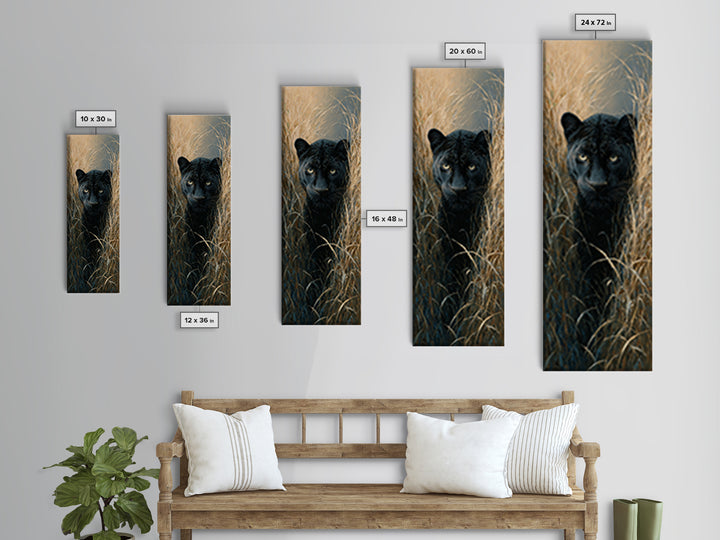 Dramatic Black Panther Emerging from Deep Jungle Canvas Print, Animal Art, Safari Nursery Decor, Living Room Decor, Creature, ANI-1x3-18