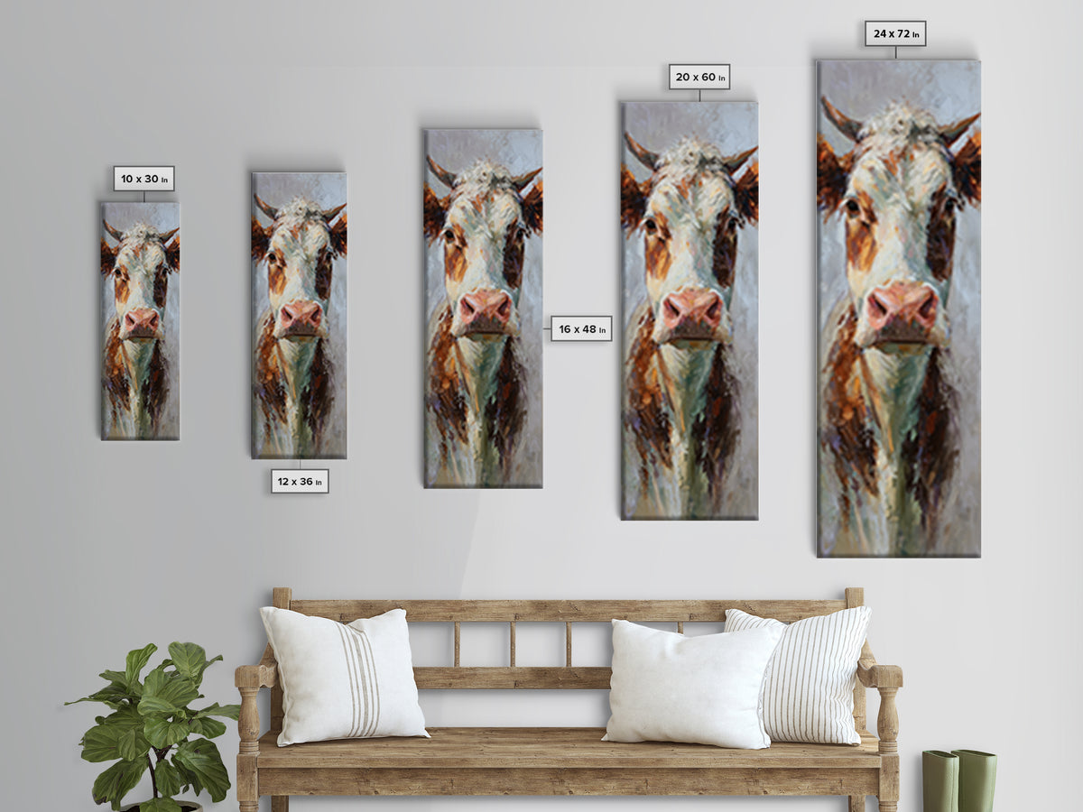 Gentle Cow Portrait Framed Canvas Print, Animal Art, Art, Living Room Decor, Fine Art, Creature, Original Art, Nursery Wall Art, ANI-1x3-19