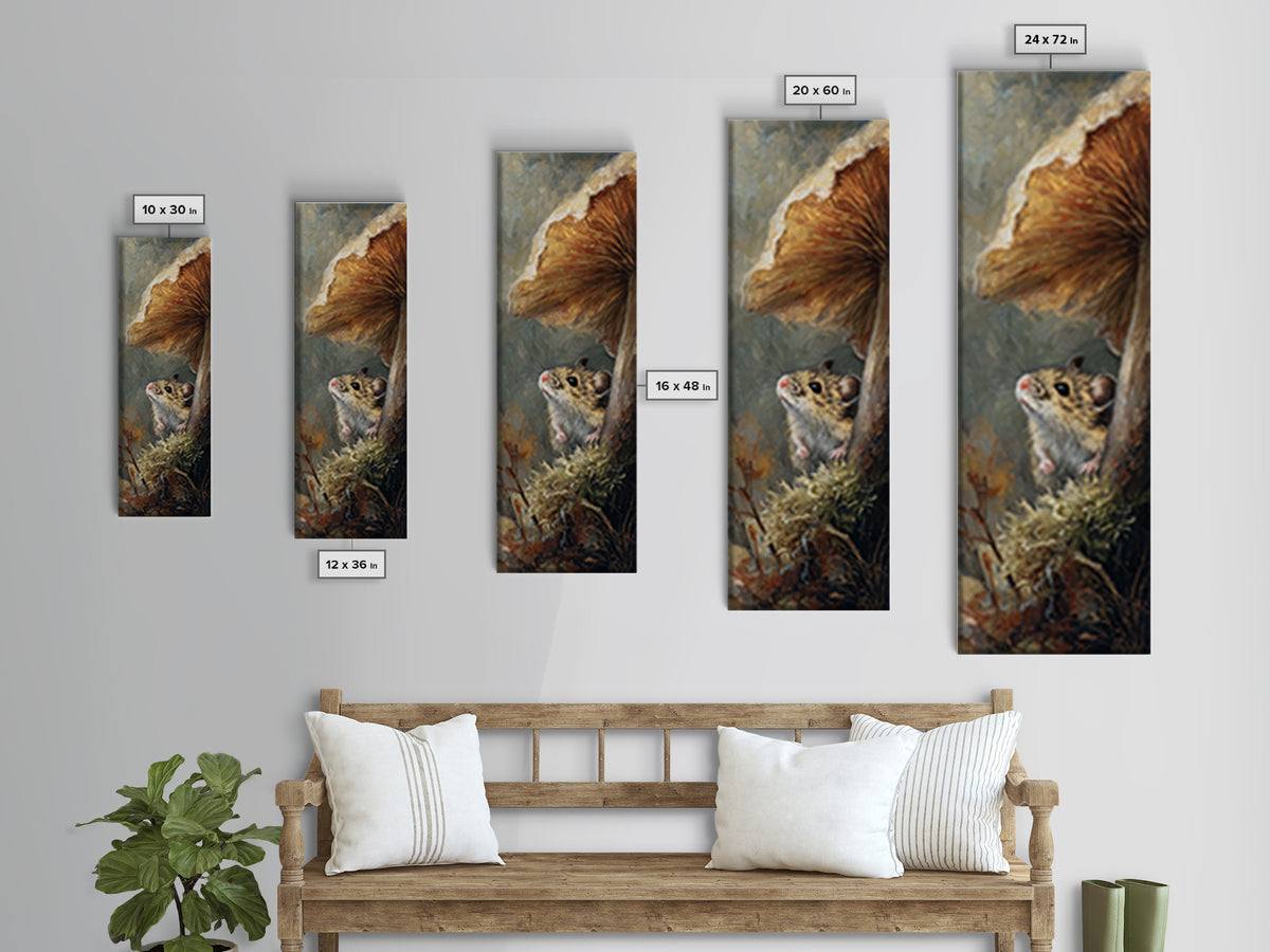 Tiny Field Mouse Canvas Print, Animal Art, Boho Wall Art, Living Room Decor, Fine Art, Creature, Statement Artwork, Boho Decor, ANI-1x3-22