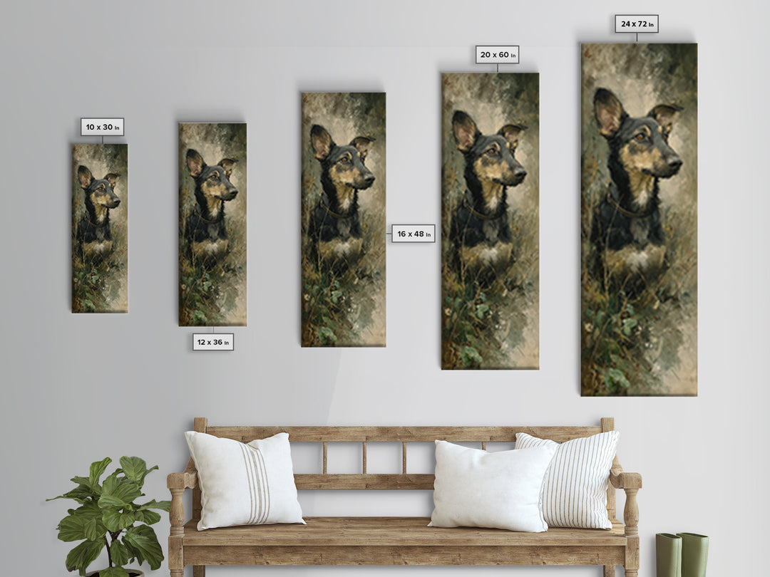 Dog Portrait with Painterly Collar and Loyal Canvas Print, Animal Art, Wall Decor, Living Room Decor, Oil Painting, Creature, ANI-1x3-25