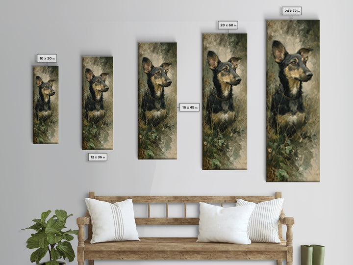 Dog Portrait with Painterly Collar and Loyal Canvas Print, Animal Art, Wall Decor, Living Room Decor, Oil Painting, Creature, ANI-1x3-25