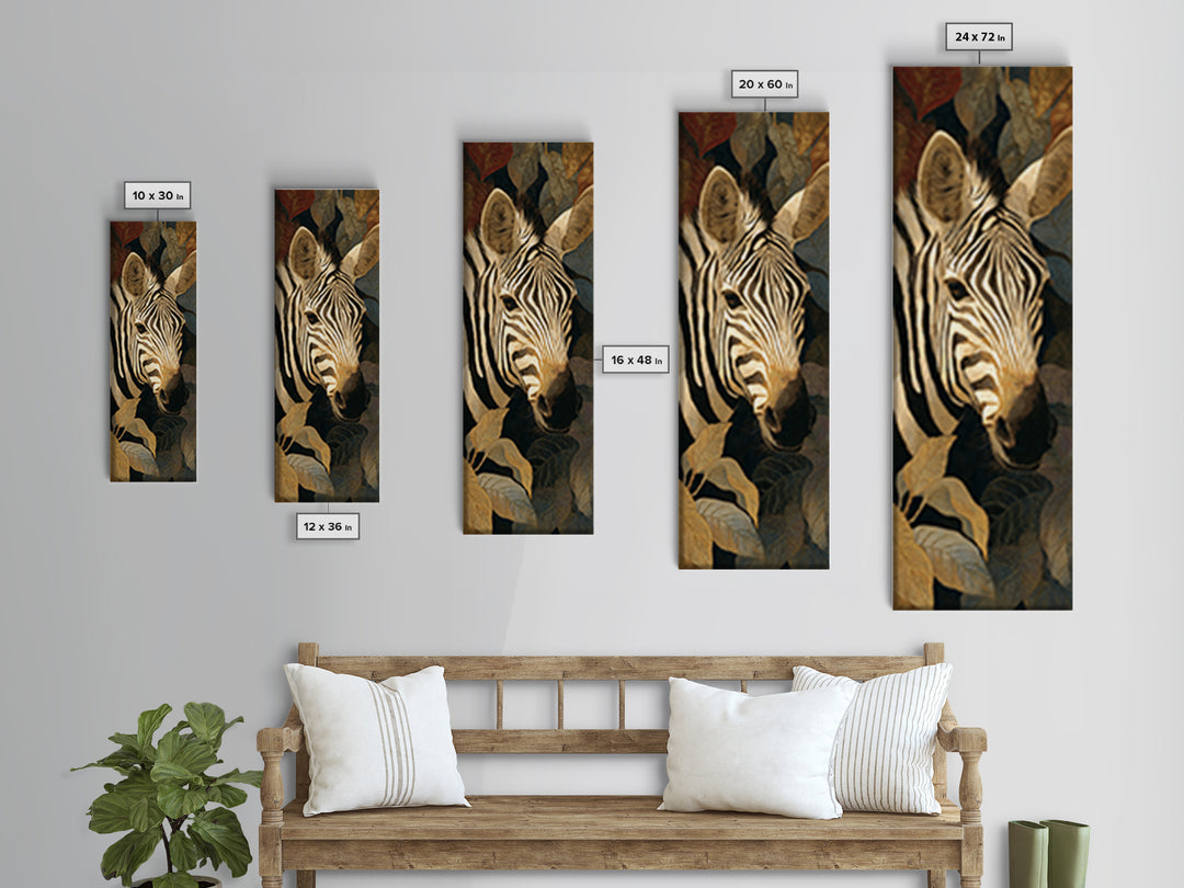 Zebra Portrait with Bold Graphic Stripe Pattern Framed Canvas Print, Animal Art, Modern Decor, Living Room Decor, Creature, ANI-1x3-29