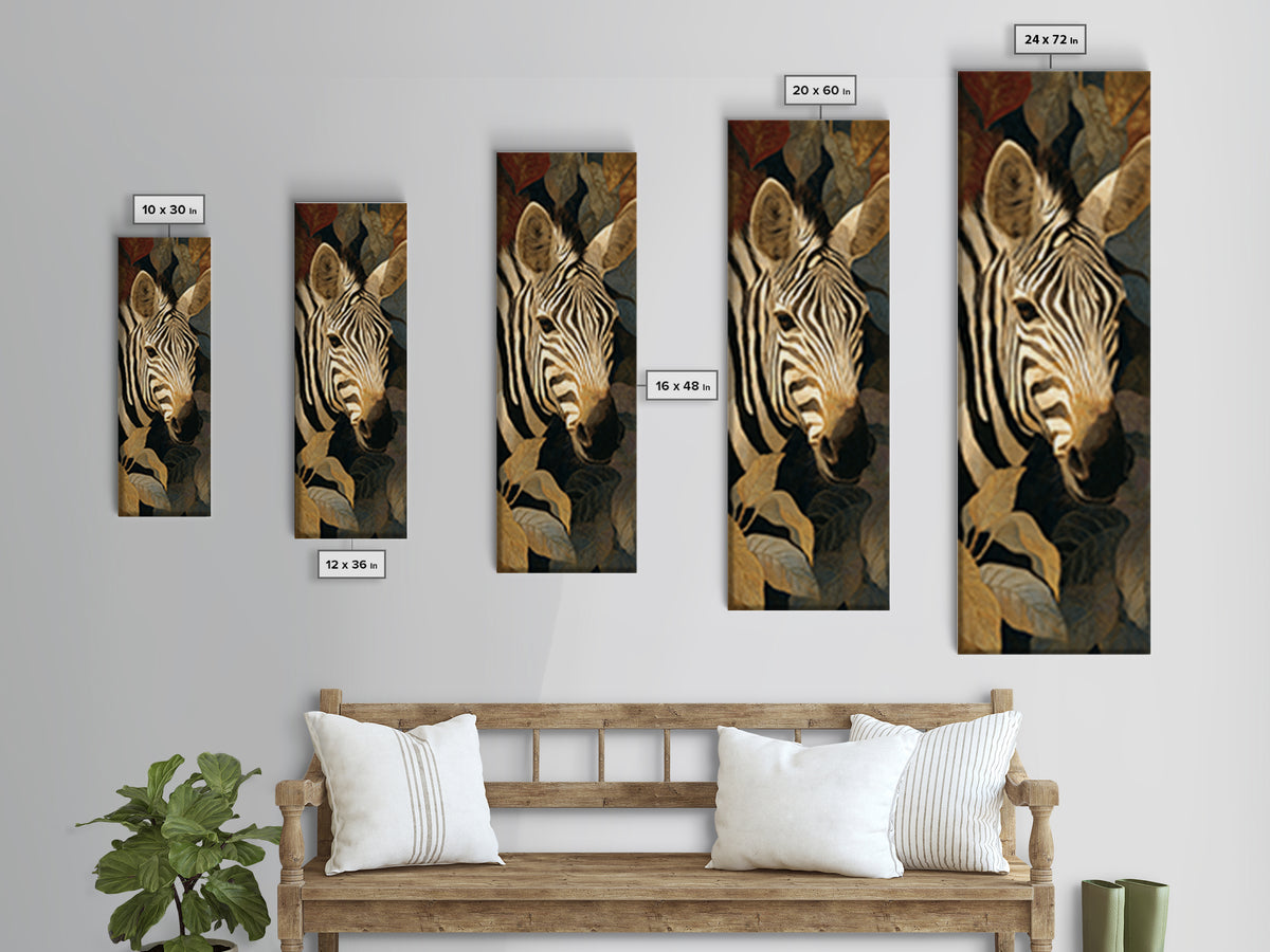 Zebra Portrait with Bold Graphic Stripe Pattern Framed Canvas Print, Animal Art, Modern Decor, Living Room Decor, Creature, ANI-1x3-29
