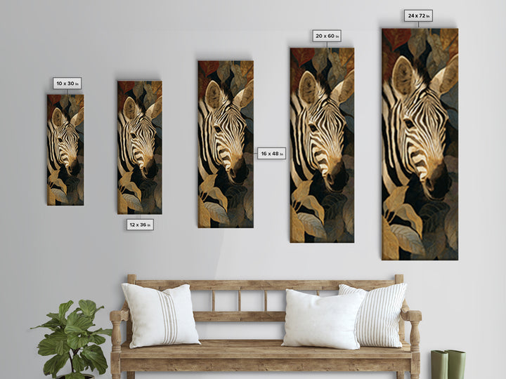 Zebra Portrait with Bold Graphic Stripe Pattern Framed Canvas Print, Animal Art, Modern Decor, Living Room Decor, Creature, ANI-1x3-29