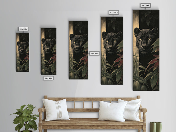 Dramatic Black Panther Emerging from Deep Jungle Canvas Print, Animal Art, Safari Nursery Decor, Living Room Decor, Creature, ANI-1x3-42