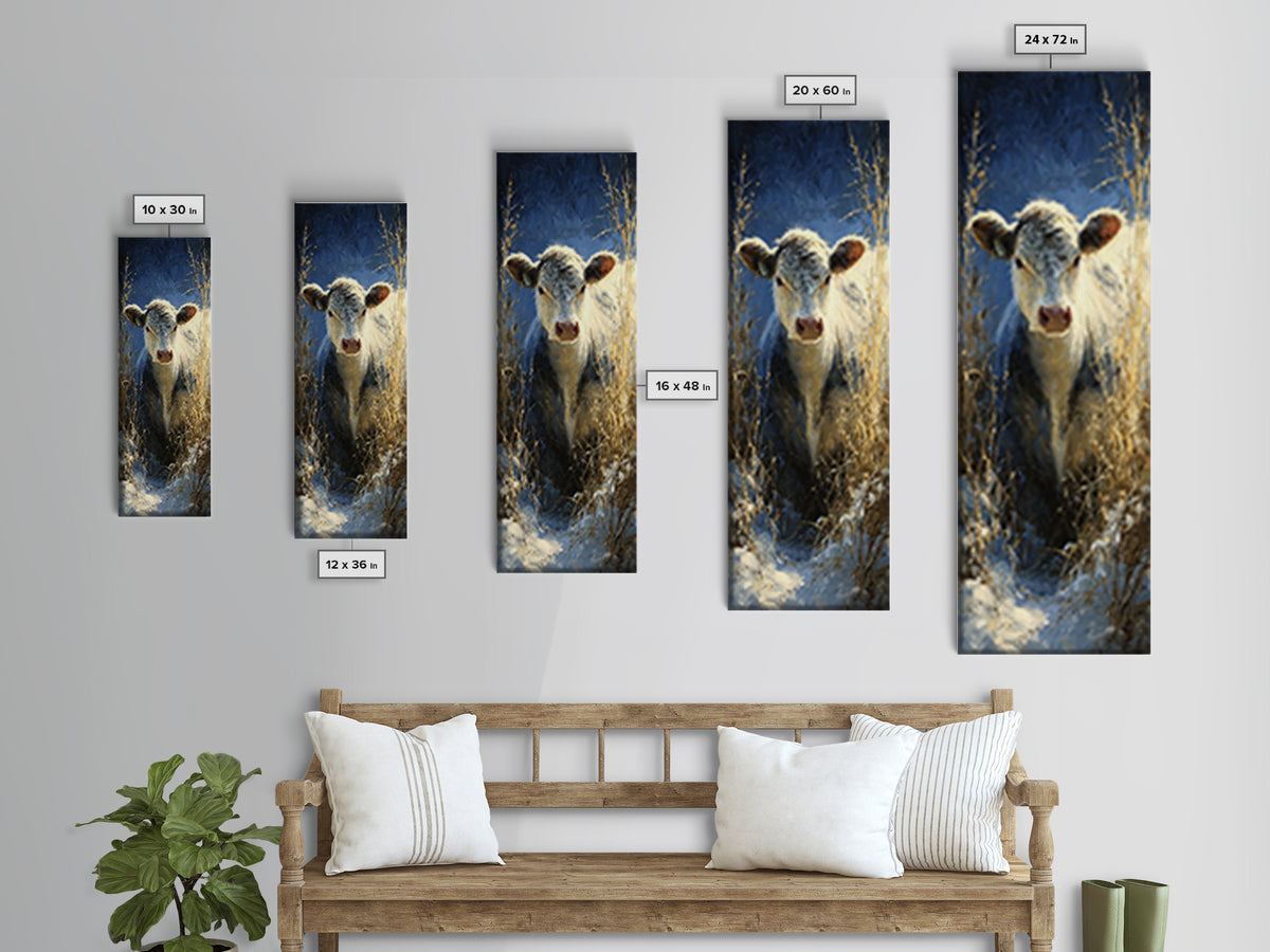 Gentle Cow Portrait Canvas Print, Animal Art, Printable, Living Room Decor, Fine Art, Creature, Nursery, Boho Wall Art, ANI-1x3-43
