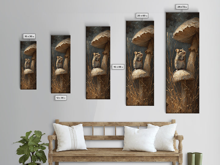 Tiny Field Mouse Framed Canvas Print, Animal Art, Trendy Wall Art, Living Room Decor, Fine Art, Creature, Textured Painting, ANI-1x3-46