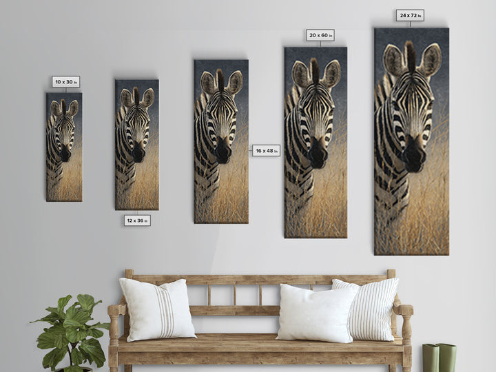 Zebra Portrait with Bold Graphic Stripe Pattern Canvas Print, Animal Art, Safari Nursery Decor, Living Room Decor, Creature, ANI-1x3-5