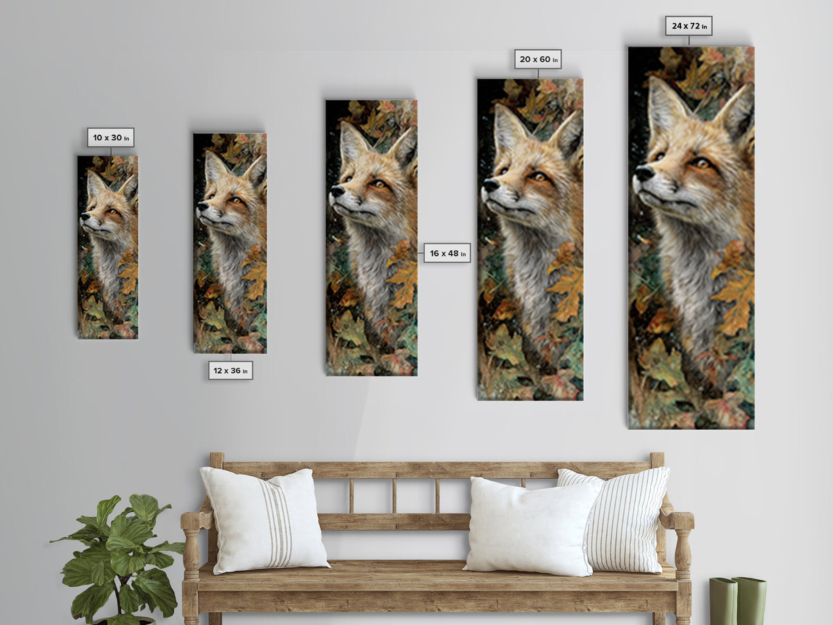 Dignified Fox Portrait Framed Canvas Print, Animal Art, Textured Painting, Living Room Decor, Fine Art, Creature, ANI-1x3-61