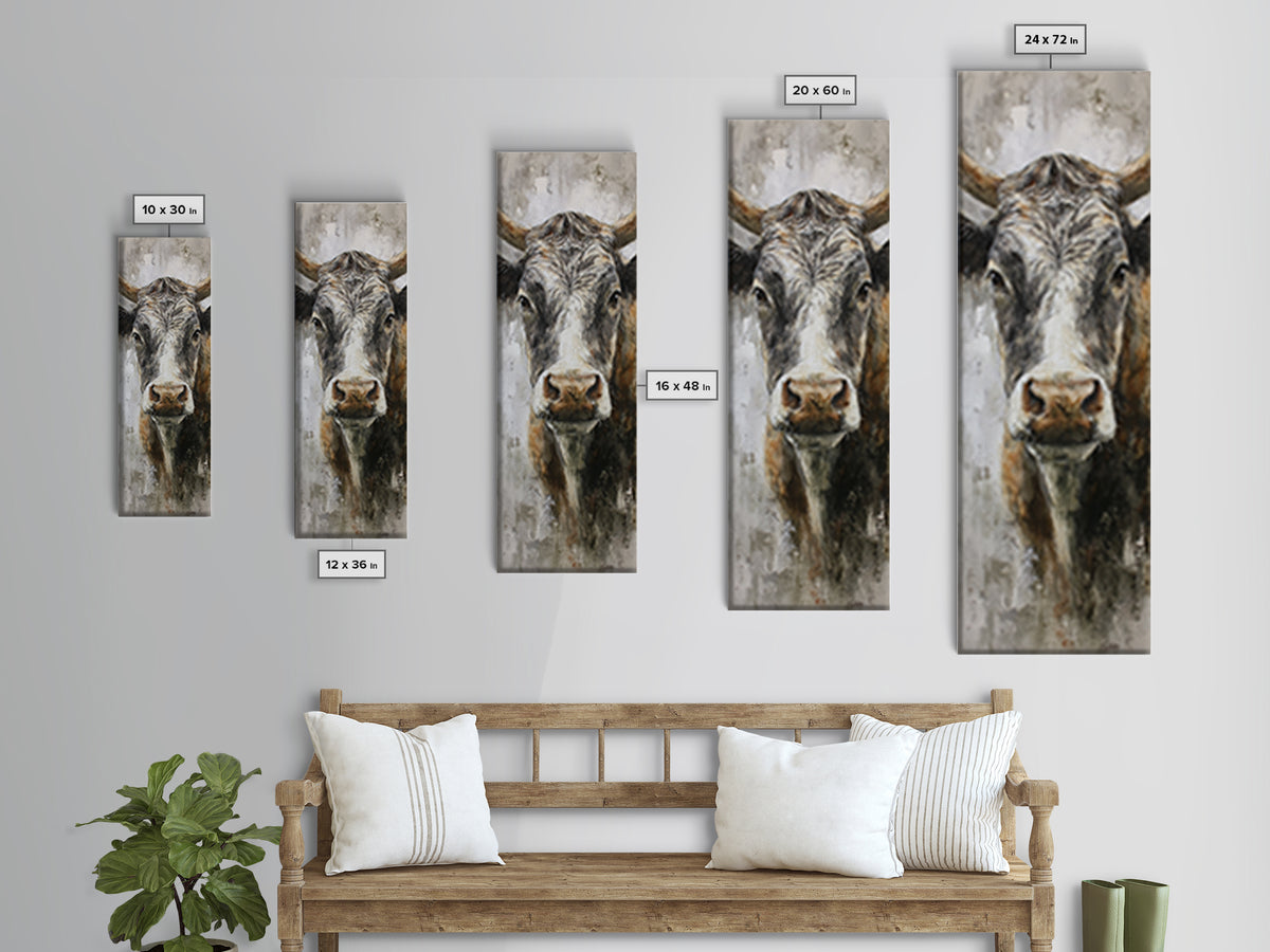 Gentle Cow Portrait Canvas Print, Animal Art, Farmhouse Decor, Living Room Decor, Creature, Neutral Decor, Modern Decor, ANI-1x3-67