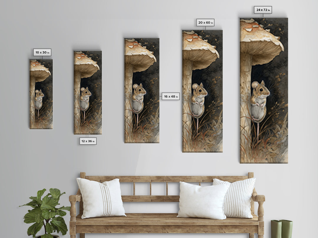Tiny Field Mouse Framed Canvas Print, Animal Art, Trendy Wall Art, Living Room Decor, Fine Art, Creature, Textured Painting, ANI-1x3-70