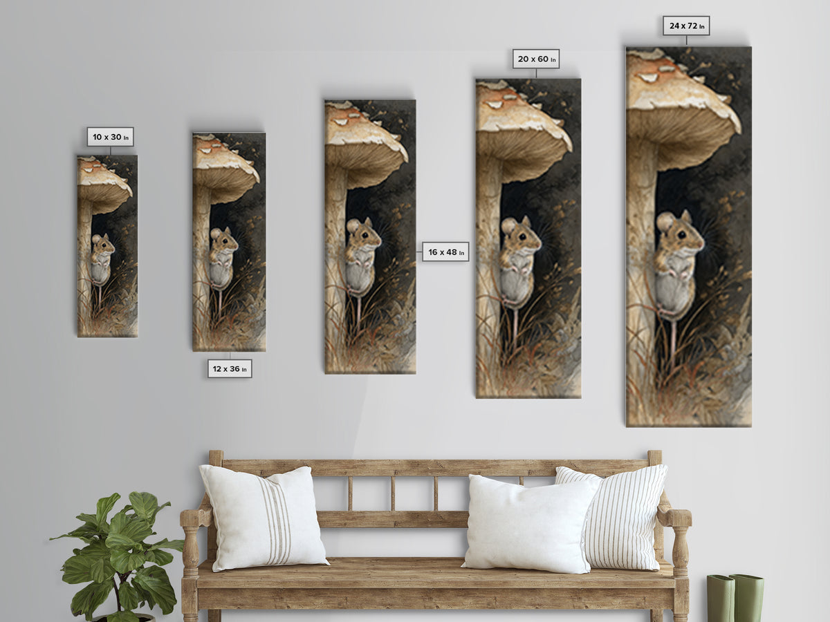 Tiny Field Mouse Framed Canvas Print, Animal Art, Trendy Wall Art, Living Room Decor, Fine Art, Creature, Textured Painting, ANI-1x3-70