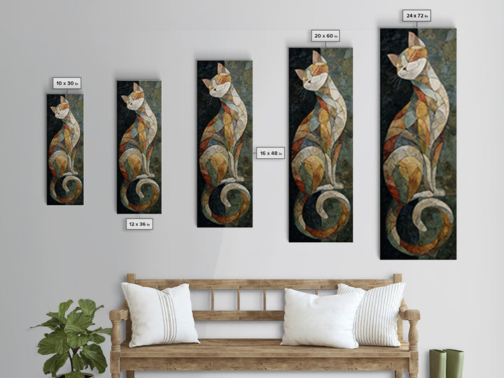 Sleeping Cat Curled Canvas Print, Animal Art, Digital Wall Art, Living Room Decor, Fine Art, Creature, Modern Wall Art, ANI-1x3-72