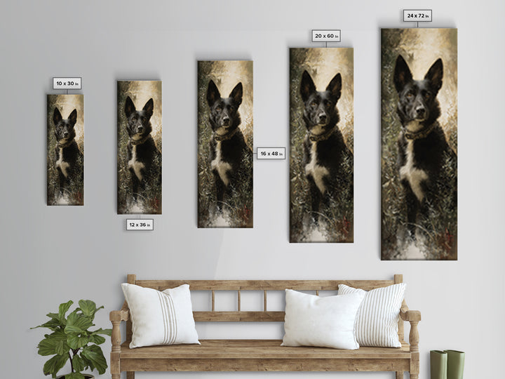 Dog Portrait with Painterly Collar and Loyal Canvas Print, Animal Art, Digital Prints, Living Room Decor, Fine Art, Creature, ANI-1x3-73