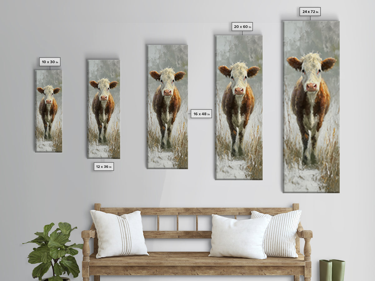 Gentle Cow Portrait Framed Canvas Print, Animal Art, Nursery Art, Living Room Decor, Fine Art, Creature, Luxury Decor, ANI-1x3-91