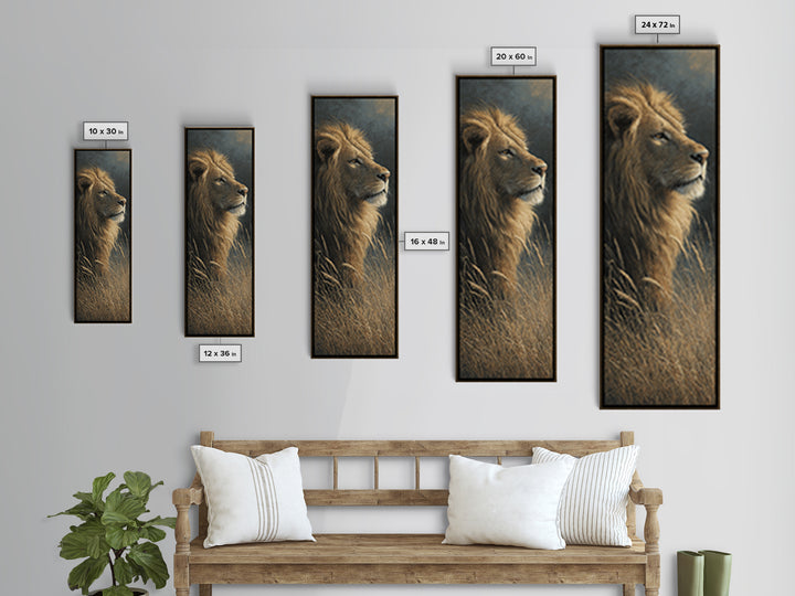 Regal Lion Profile Canvas Print, Animal Art, Minimalist Decor, Living Room Decor, Creature, Oil Painting, Digital Wall Art, ANI-1x3-93