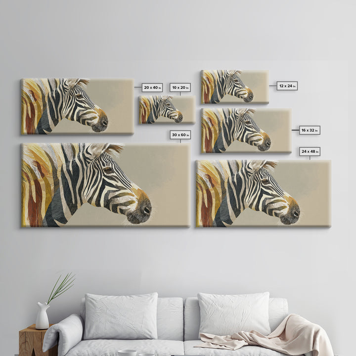 Zebra Portrait with Bold Graphic Stripe Pattern Canvas Print, Animal Art, Minimalist Decor, Living Room Decor, Creature, ANI-2x1-13