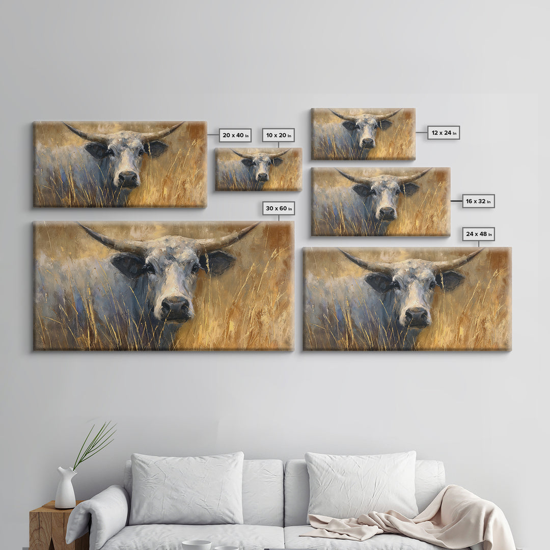 Gentle Cow Portrait Framed Canvas Print, Animal Art, Fine Art Print, Living Room Decor, Fine Art, Creature, Wall Decor, ANI-2x1-27