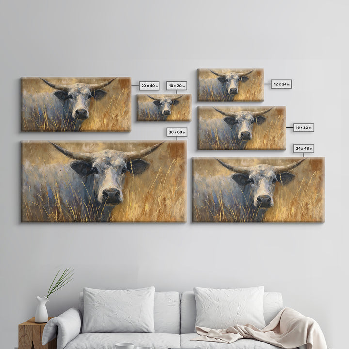 Gentle Cow Portrait Framed Canvas Print, Animal Art, Fine Art Print, Living Room Decor, Fine Art, Creature, Wall Decor, ANI-2x1-27
