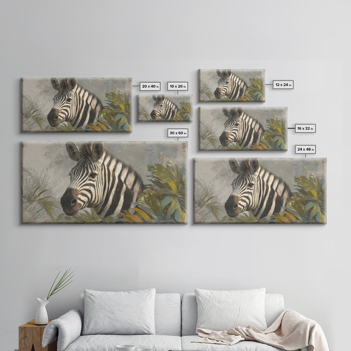 Zebra Portrait with Bold Graphic Stripe Pattern Canvas Print, Animal Art, Minimalist Decor, Living Room Decor, Creature, ANI-2x1-37