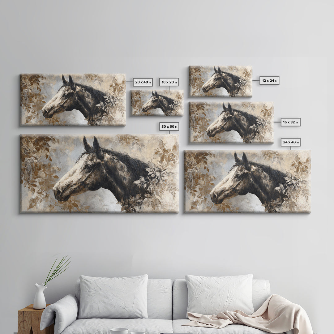 Majestic Horse Head Canvas Print, Animal Art, Digital Wall Art, Living Room Decor, Oil Painting, Creature, Modern Wall Art, ANI-2x1-47