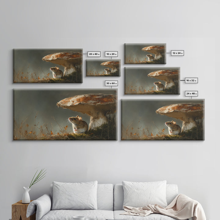 Tiny Field Mouse Framed Canvas Print, Animal Art, Luxury Decor, Living Room Decor, Fine Art, Creature, Digital Art, Printable, ANI-2x1-6