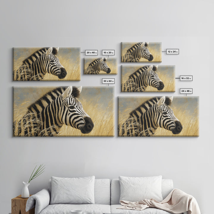 Zebra Portrait with Bold Graphic Stripe Pattern Canvas Print, Animal Art, Decor, Living Room Decor, Fine Art, Creature, ANI-2x1-61
