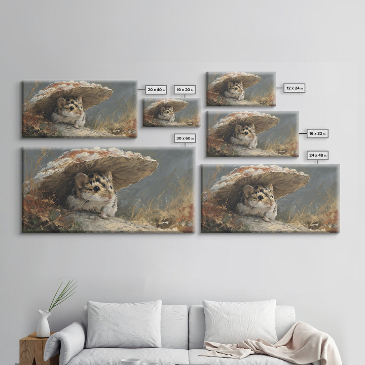 Tiny Field Mouse Canvas Print, Animal Art, Contemporary Art, Living Room Decor, Fine Art, Creature, Digital Wall Art, ANI-2x1-78