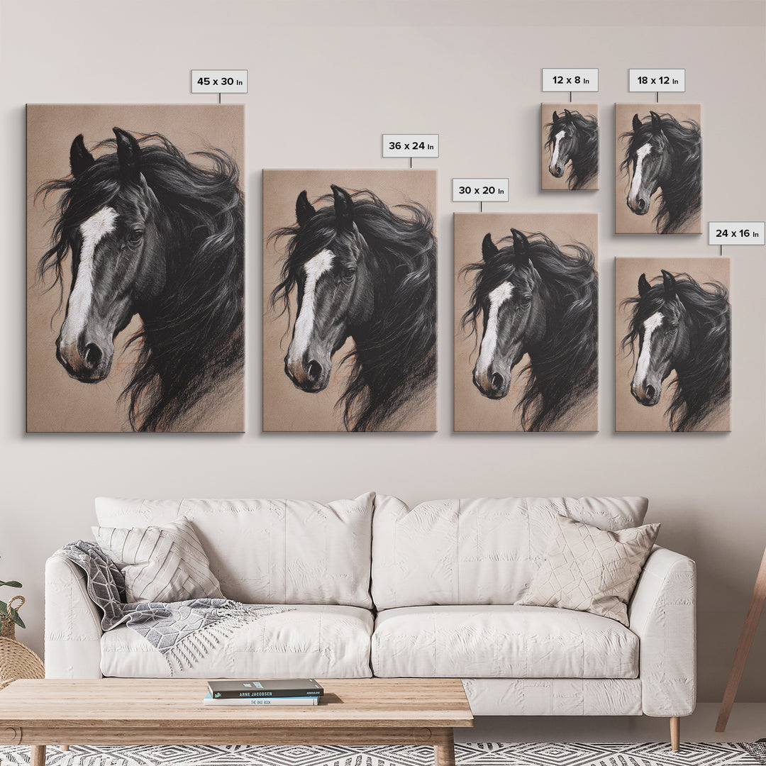Majestic Horse Head Canvas Print, Animal Art, Downloadable Art, Living Room Decor, Abstract Art, Creature, Minimalist Decor, ANI-2x3-11