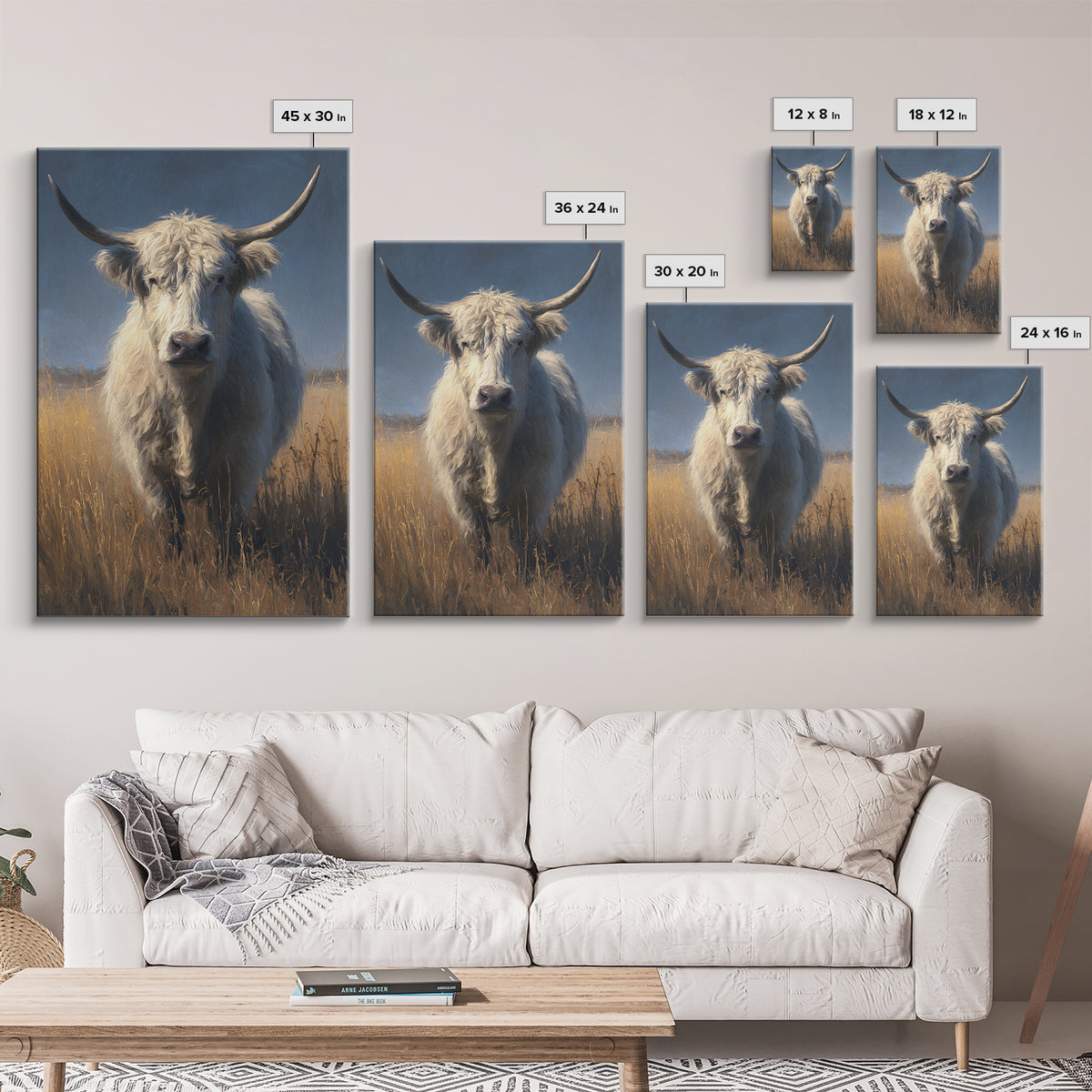 Gentle Cow Portrait Canvas Print, Animal Art, Gallery Decor, Living Room Decor, Fine Art, Creature, Contemporary Art, ANI-2x3-15