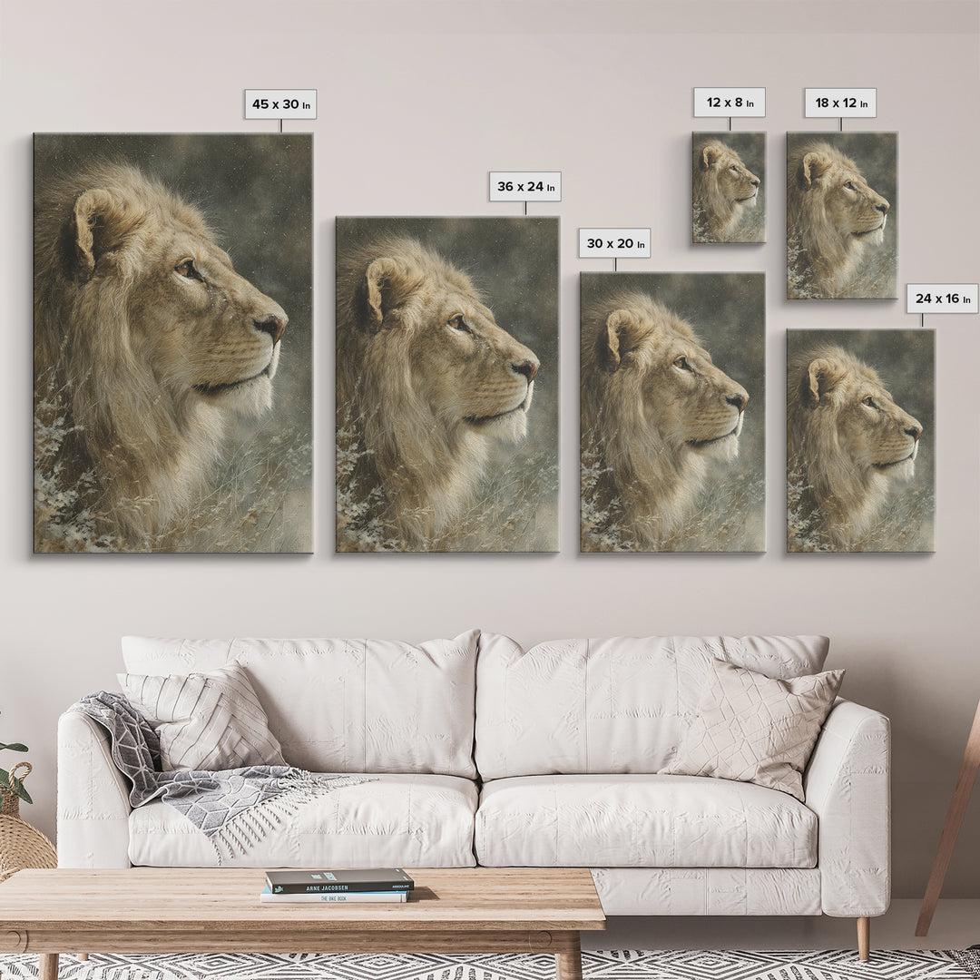 Regal Lion Profile Framed Canvas Print, Animal Art, Decor, Living Room Decor, Abstract Art, Creature, Printable Art, ANI-2x3-17