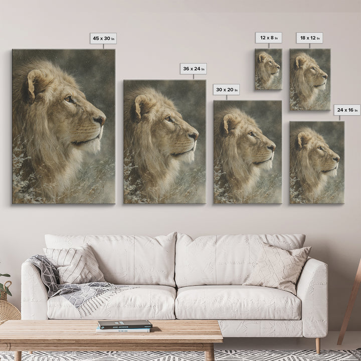 Regal Lion Profile Framed Canvas Print, Animal Art, Decor, Living Room Decor, Abstract Art, Creature, Printable Art, ANI-2x3-17
