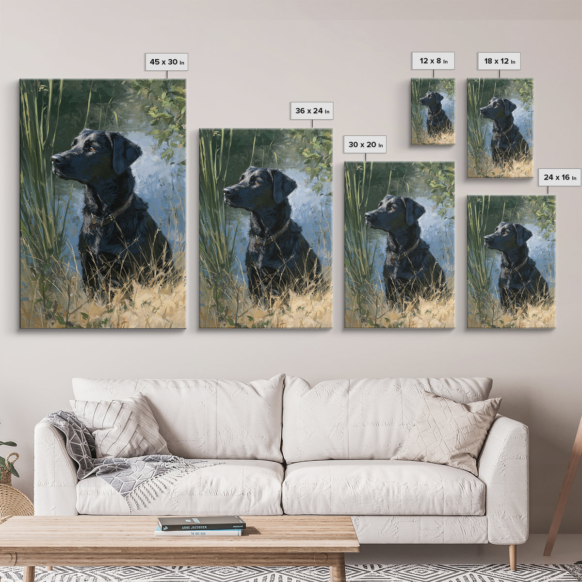 Dog Portrait with Painterly Collar and Loyal Framed Canvas Print, Animal Art, Contemporary Art, Living Room Decor, Creature, ANI-2x3-21