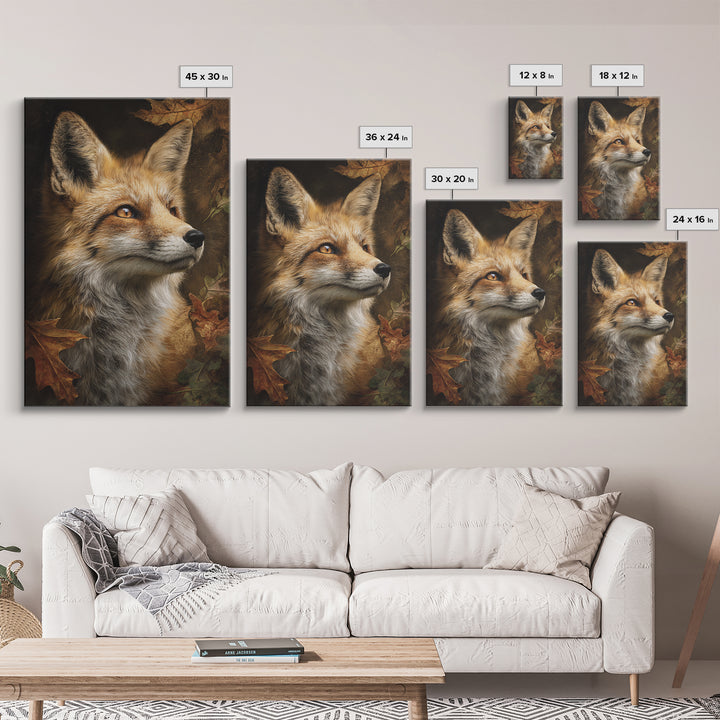 Dignified Fox Portrait Framed Canvas Print, Animal Art, Printable, Living Room Decor, Creature, Nursery, Boho Wall Art, ANI-2x3-33