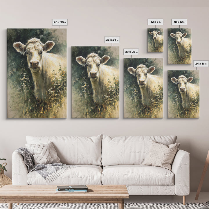 Gentle Cow Portrait Canvas Print, Animal Art, Minimalist Decor, Living Room Decor, Oil Painting, Creature, Digital Wall Art, ANI-2x3-39