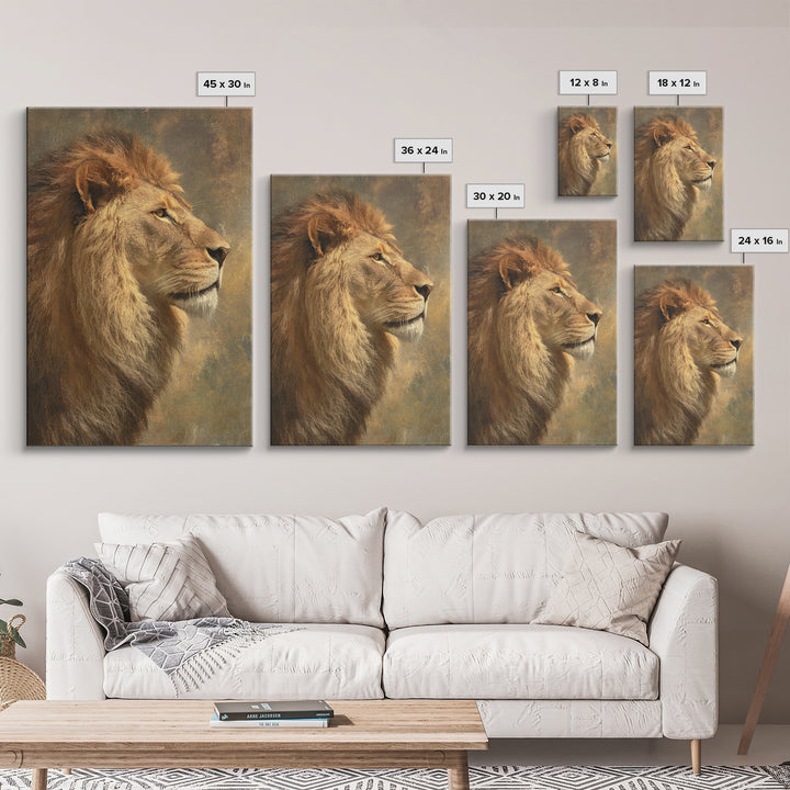 Regal Lion Profile Framed Canvas Print, Animal Art, Decor, Living Room Decor, Abstract Art, Creature, Printable Art, ANI-2x3-41