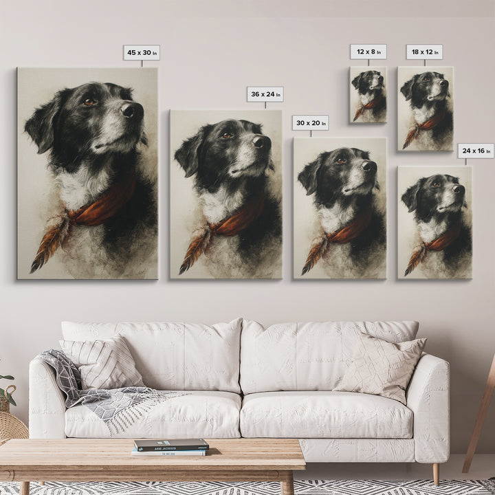 Dog Portrait with Painterly Collar and Loyal Canvas Print, Animal Art, Digital Prints, Living Room Decor, Fine Art, Creature, ANI-2x3-45