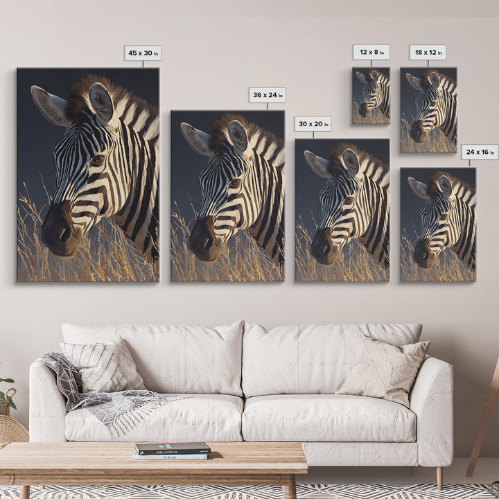 Zebra Portrait with Bold Graphic Stripe Pattern Canvas Print, Animal Art, Print, Living Room Decor, Fine Art, Creature, ANI-2x3-49