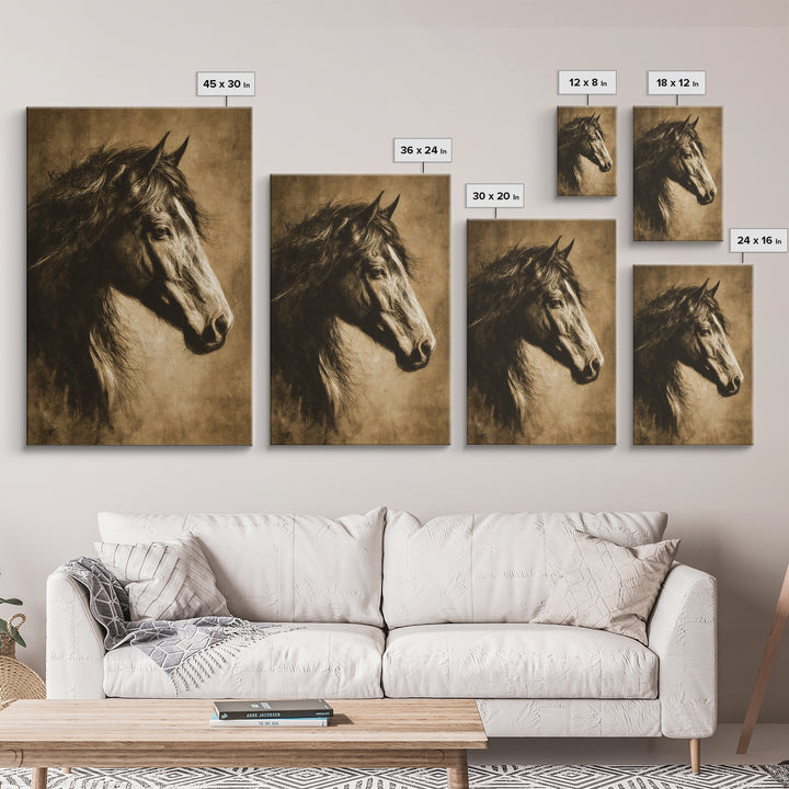 Majestic Horse Head Framed Canvas Print, Animal Art, Wall Decor, Living Room Decor, Oil Painting, Creature, Nursery Wall Art, ANI-2x3-59