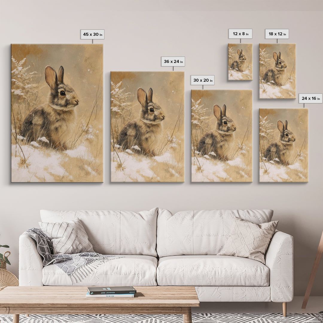 Curious Rabbit in a Soft Watercolor Meadow Canvas Print, Animal Art, Printable Wall Art, Living Room Decor, Fine Art, Creature, ANI-2x3-61
