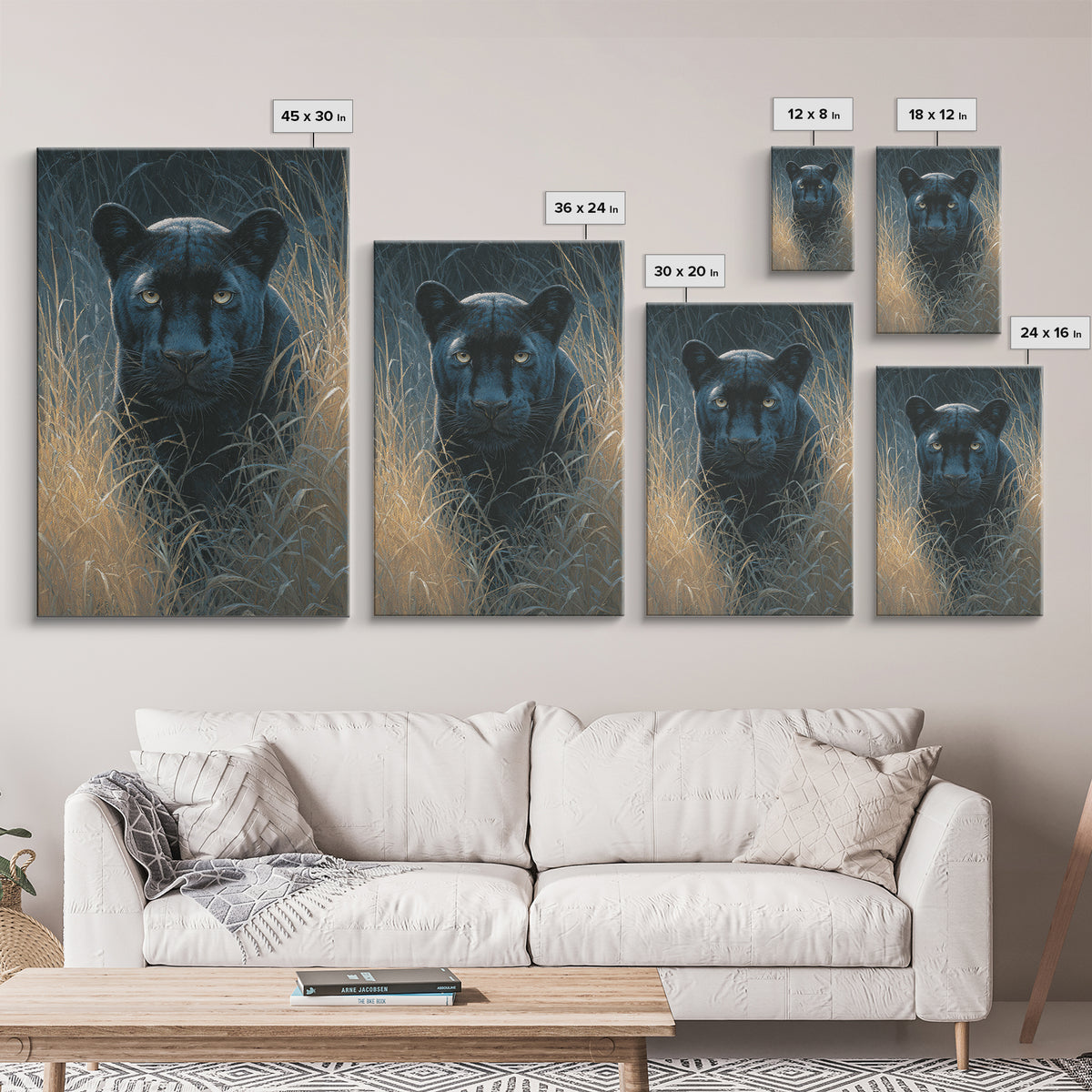 Dramatic Black Panther Emerging from Deep Jungle Canvas Print, Animal Art, Print, Living Room Decor, Abstract Art, Creature, ANI-2x3-62