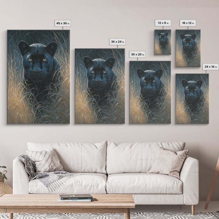 Dramatic Black Panther Emerging from Deep Jungle Canvas Print, Animal Art, Print, Living Room Decor, Abstract Art, Creature, ANI-2x3-62