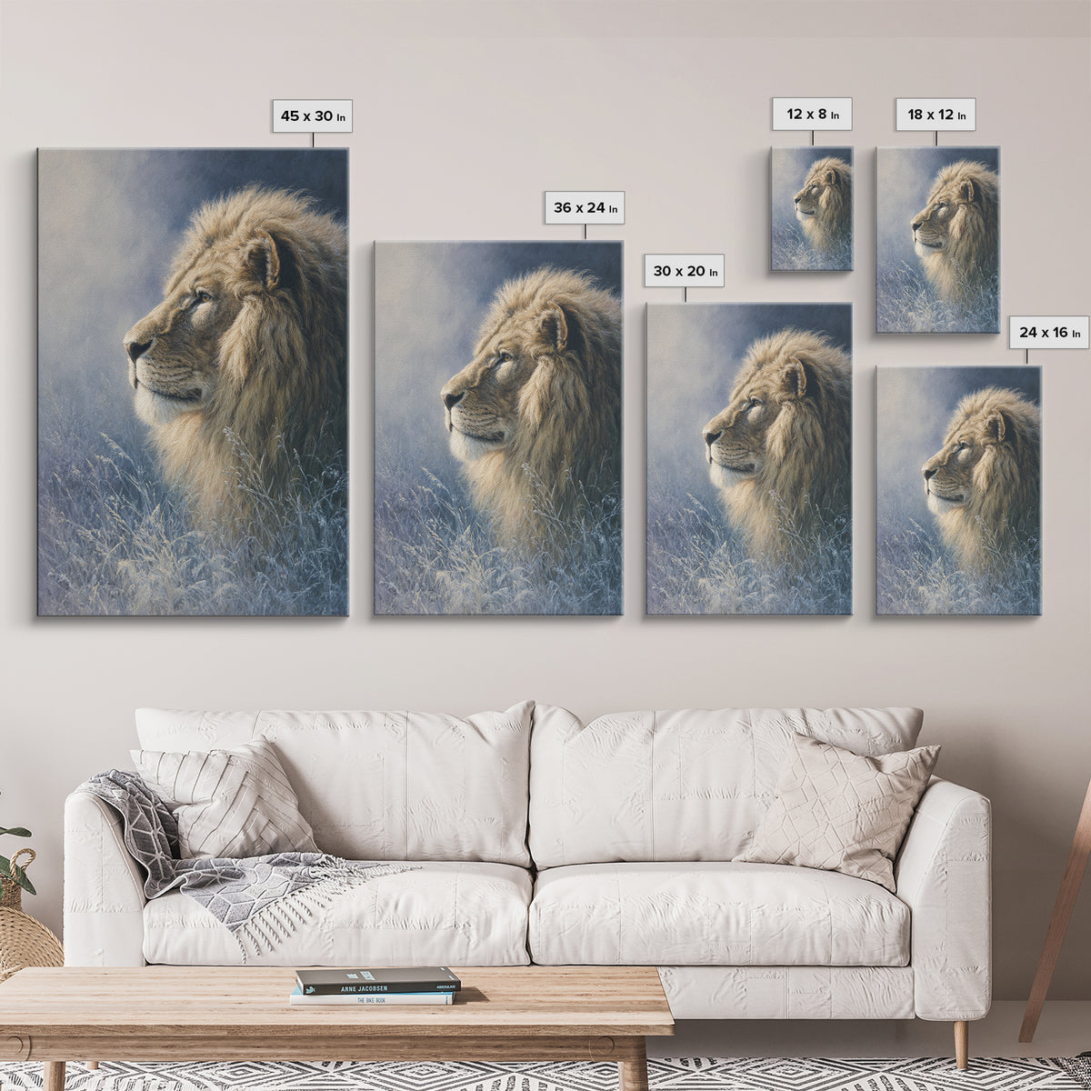Regal Lion Profile Canvas Print, Animal Art, Original Painting, Living Room Decor, Fine Art, Creature, Boho Wall Art, ANI-2x3-65