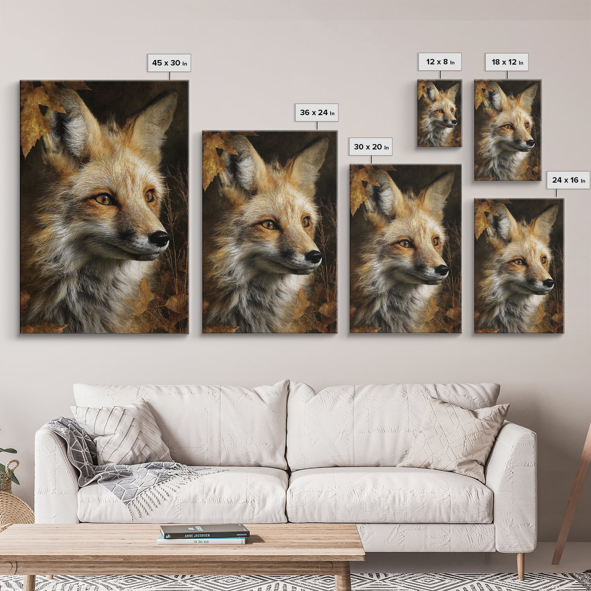 Dignified Fox Portrait Canvas Print, Animal Art, Art Deco, Living Room Decor, Fine Art, Creature, Cat Art, Safari Nursery Decor, ANI-2x3-81