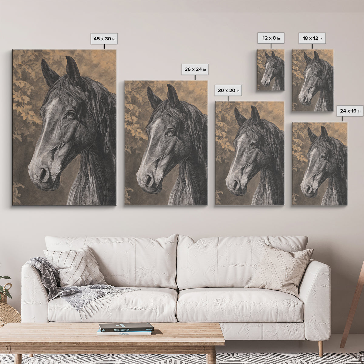 Majestic Horse Head Framed Canvas Print, Animal Art, Original Art, Living Room Decor, Abstract Art, Creature, ANI-2x3-83