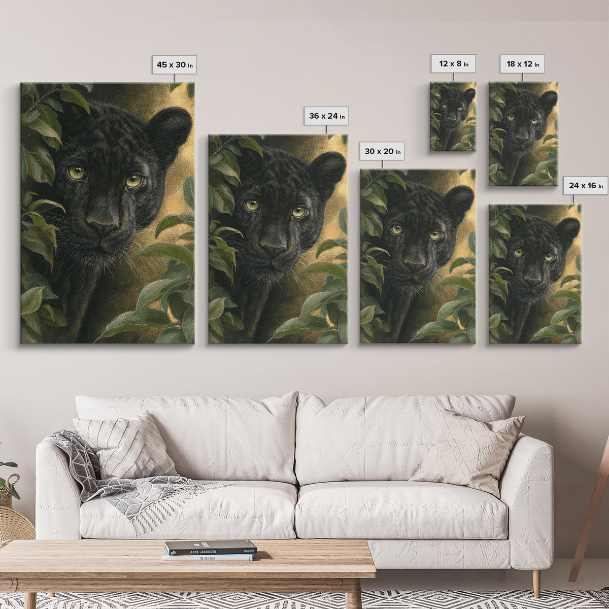 Dramatic Black Panther Emerging from Deep Jungle Canvas Print, Animal Art, Print, Living Room Decor, Abstract Art, Creature, ANI-2x3-86