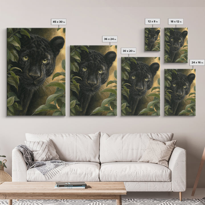 Dramatic Black Panther Emerging from Deep Jungle Canvas Print, Animal Art, Print, Living Room Decor, Abstract Art, Creature, ANI-2x3-86